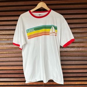 Small Unisex Retro Stripe Sailing T-Shirt